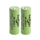 SwisLight INR26650A 7000mAh 3.7V Protected Li-ion Battery - Dual-MOS 5A Protection Board, Flat and Button Top for Flashlights and Instruments, 2-Pack.
