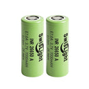 SwisLight INR26650A 7000mAh 3.7V Protected Li-ion Battery - Dual-MOS 5A Protection Board, Flat and Button Top for Flashlights and Instruments, 2-Pack.
