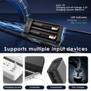 Compact dimension diagram for USB battery charger with size comparison