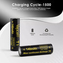 Extreme close-up of Vapcell 10370 battery showing 140mAh marking