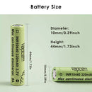 Vapcell 10440 next to an AAA battery for size comparison
