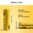 Vapcell 1000mAh 3A battery inserted into a classic AA LED flashlight