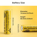 Button top and flat top variants of the 1000mAh 3A Vapcell 14500