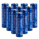 Ten Vapcell 14500 650mAh 7A NMC batteries packed in a box