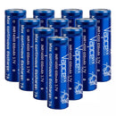 Ten Vapcell 14500 650mAh 7A NMC batteries packed in a box