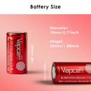 Vapcell 18350 850mAh 10A battery next to a lower-rated 18350