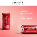 Vapcell 18350 850mAh 10A battery next to a lower-rated 18350