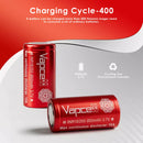 Vapcell 18350 850mAh flat top battery close-up showing 10A rating