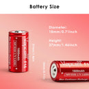 Vapcell F16 18350 battery dimensions diagram with size specifications