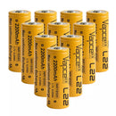 Ten pack Vapcell 18500 2200mAh 4A batteries in box with top options