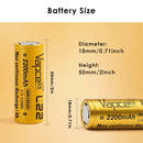 Flat top and button top variants of VAPCELL 18500 2200mAh side by side
