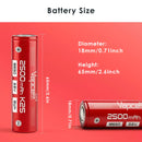 Four Vapcell 18650 2500mAh rechargeable batteries in a row – bulk pack for flashlight users