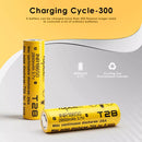 Side profile of Vapcell 18650 2800mAh 25A high drain battery showing flat top terminal and gold wrap