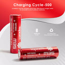 Vapcell 18650 3500mAh 10A 35A max battery side profile – showing flat top terminal and standard 18650 dimensions