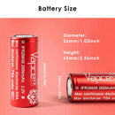 Vapcell IFR26650 2600mAh battery negative terminal flat bottom