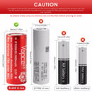 Back of the Vapcell 2600mAh battery showing barcode and batch info