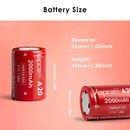 Technical dimension diagram of Vapcell 26350 flat top battery measuring 26.1mm in diameter and 35.0mm in length