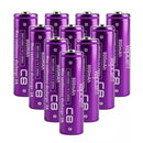 Ten Vapcell C8 14500 800mAh 2A batteries in a retail box