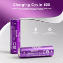 Vapcell C8 14500 battery detail with 800mAh C8 text on wrap