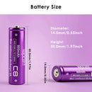 Flat top Vapcell C8 battery next to AA alkaline for size comparison