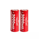 Two Vapcell IFR26650 D30 3000mAh LiFePO4 batteries in retail packaging front view