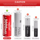 Infographic highlighting LiFePO4 safety, 4000 cycle life, and 50A output for Vapcell D30