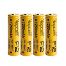 Four Vapcell F12 14500 1250mAh 3A NMC batteries in retail pack