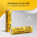 Vapcell F12 battery wrap with 1250mAh and 3A printed in white