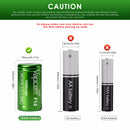 Infographic comparing Vapcell F14 capacity to standard 18350 cells