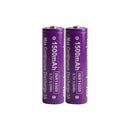 Vapcell F15 14500 rechargeable Li-ion battery 1500mAh 3.7V 3A button top, 2 pack, for flashlights, electric toothbrushes, and small electronics.