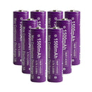 Vapcell F15 14500 rechargeable Li-ion battery 1500mAh 3.7V 3A button top, 8 pack, for flashlights, electric toothbrushes, and small electronics.