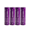 Four Vapcell F15 14500 1500mAh batteries with both flat and button top options shown