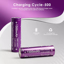 Vapcell F15 14500 button top battery close up showing 1500mAh marking