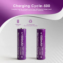 Vapcell F15 14500 button top battery close up showing 1500mAh marking