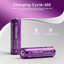 Vapcell F15 14500 button top battery close up showing 1500mAh marking