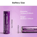 Vapcell F15 14500 flat top battery compared with AA alkaline battery