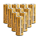 Vapcell G53 26650 5300mAh 3.7V Li-ion battery 10-pack with Button Top and built-in Protection Board (adds ~4mm length). A+ grade, true capacity for flashlights and power banks.