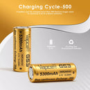 Single Vapcell G53 26650 battery with 5300mAh 20A printed specs on green wrap