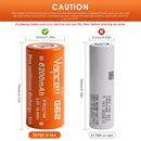 Infographic highlighting LiFePO4 safety, 4000 cycle life, and 30A high drain for Vapcell G62