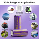 Vapcell G64 32700 battery installed in a cordless power tool, a solar storage unit, and a high-power flashlight