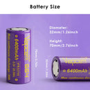 Vapcell G64 32700 battery compared to 26650 and 18650 cells for scale