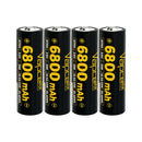 Vapcell G68 21700 rechargeable Li-ion battery 6800mAh 12.5A high capacity button top, 4 pieces, for flashlights, power banks, and DIY battery packs.