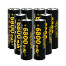 Vapcell G68 21700 rechargeable Li-ion battery 6800mAh 12.5A high capacity button top, 8 pieces, for flashlights, power banks, and DIY battery packs.