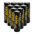 Vapcell G68 21700 rechargeable Li-ion battery 6800mAh 12.5A high capacity flat top, 10 pieces, for flashlights, power banks, and DIY battery packs.
