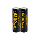 Vapcell G68 21700 rechargeable Li-ion battery 6800mAh 12.5A high capacity flat top, 2 pieces, for flashlights, power banks, and DIY battery packs.