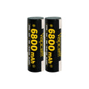 Vapcell G68 21700 rechargeable Li-ion battery 6800mAh 12.5A high capacity nickel tab, 2 pieces, for flashlights, power banks, and DIY battery pack assembly.
