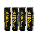 Vapcell G68 21700 rechargeable Li-ion battery 6800mAh 12.5A high capacity nickel tab, 4 pieces, for flashlights, power banks, and DIY battery pack assembly.