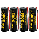 Vapcell G68 21700 rechargeable Li-ion battery 6800mAh 12.5A high capacity pre-wired with leads, 4 pieces, for flashlights, power banks, and DIY battery pack assembly.