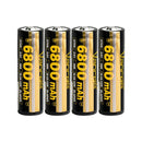 Vapcell G68 21700 rechargeable Li-ion battery 6800mAh 12.5A high capacity protected top with built-in protection circuit, 4 pieces, for flashlights, power banks, and DIY battery packs.