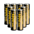 Vapcell G68 21700 rechargeable Li-ion battery 6800mAh 12.5A high capacity protected top with built-in protection circuit, 8 pieces, for flashlights, power banks, and DIY battery packs.